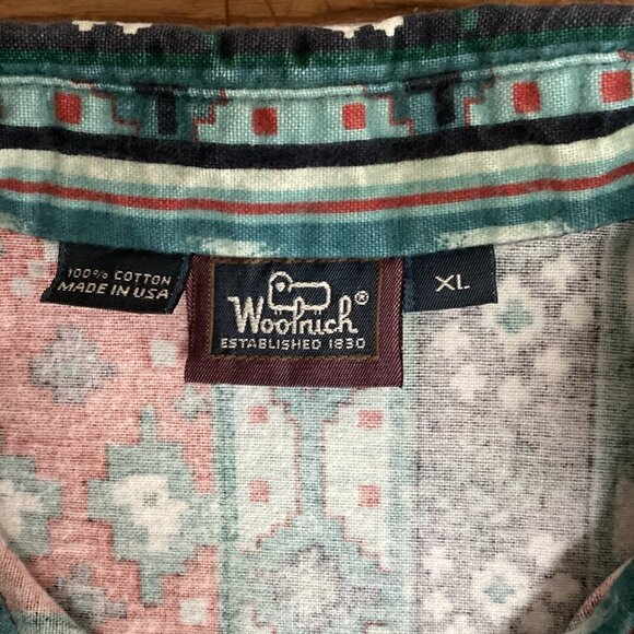 VTG Woolrich Cotton Flannel Button-Up Shirt Wm Sz XL Aztec Tribal Southwest 223J - Picture 6 of 6